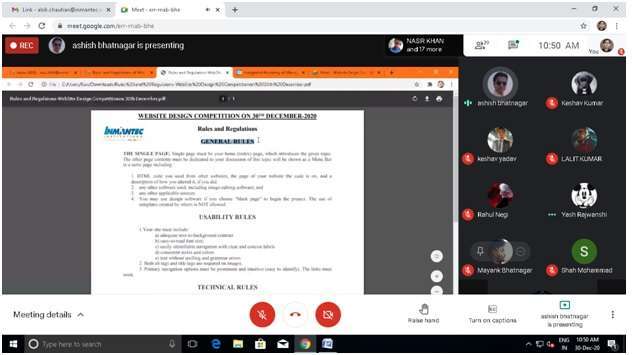 Successful completion and Results of Website Designing Competition