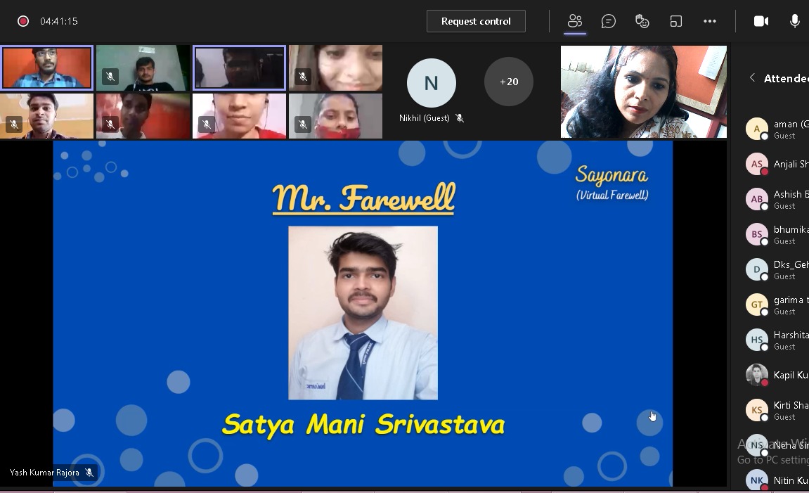 Dept of BCA, INMANTEC Institutions conducted an online farewell -  Sayonara