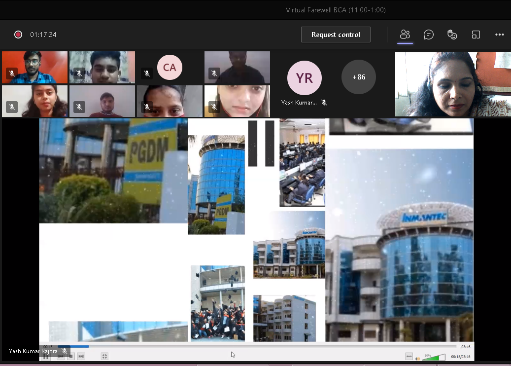 Dept of BCA, INMANTEC Institutions conducted an online farewell -  Sayonara